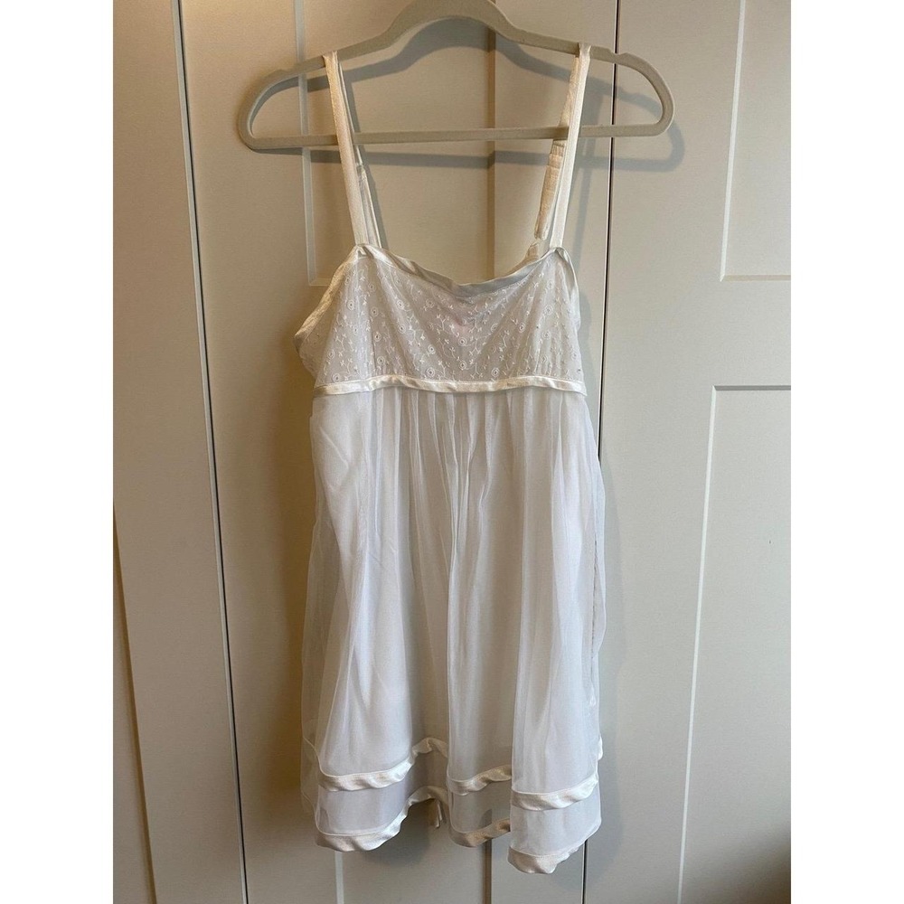 Oscar De La Renta Intimate Nightie Slip Embroidered Pearl Large Fairy Goth s1